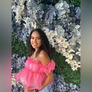 Pink Ruffle Peplum Top